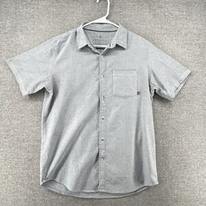 Free Fly Short Sleeve Shirt Men Size Medium Gray Casual  Button Up
